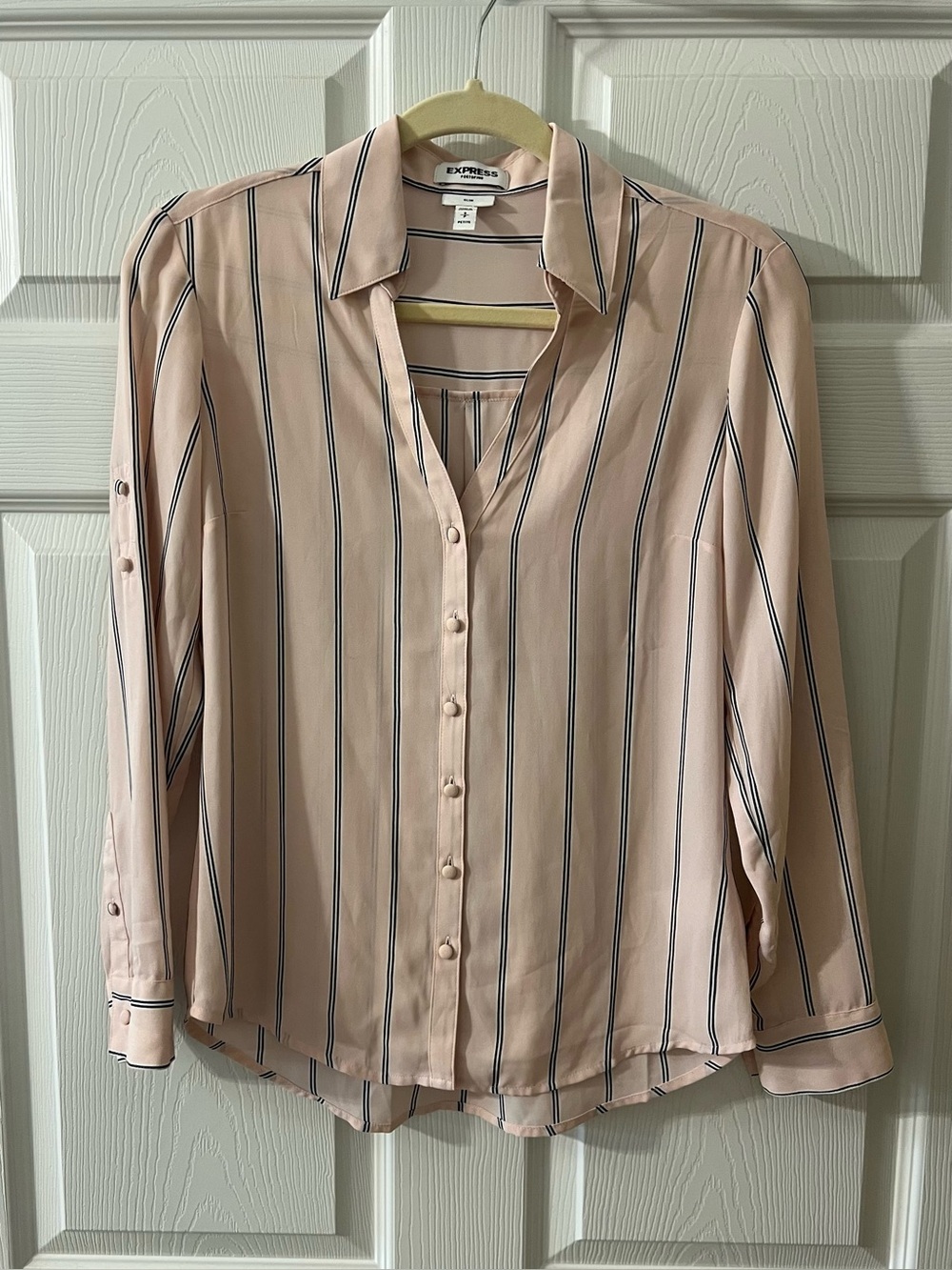 Express Pink Striped Button-Down Blouse